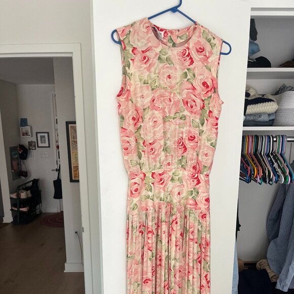 90's Maggie London 100% Silk Floral Dress - Picture 1 of 6